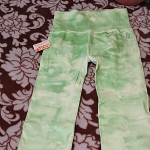 Free People Movement Leggings 💚 Electric Pistachio Tye Dye